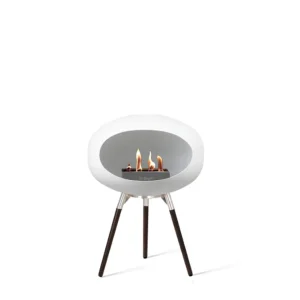Hot le feu Ground Low, White Bowl, Black Legs/Polished Steel Base 45 cm