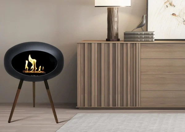 Discount le feu Ground Low, White Bowl, Smoked Oak Legs/Black Base 45 cm