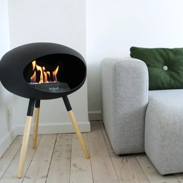 Online le feu Ground Low, White Bowl, Soaptreated Oak Legs/Black Base 45 cm