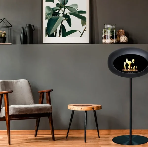 Flash Sale le feu Ground Steel High, Black Bowl, Black Pole/Black Base 80 cm