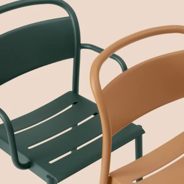 Flash Sale Muuto Linear Steel Arm Chairs,Dark Green