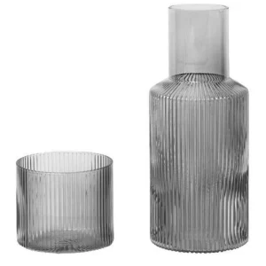 Discount Ferm Living Ripple Carafe Set, Smoked, Small