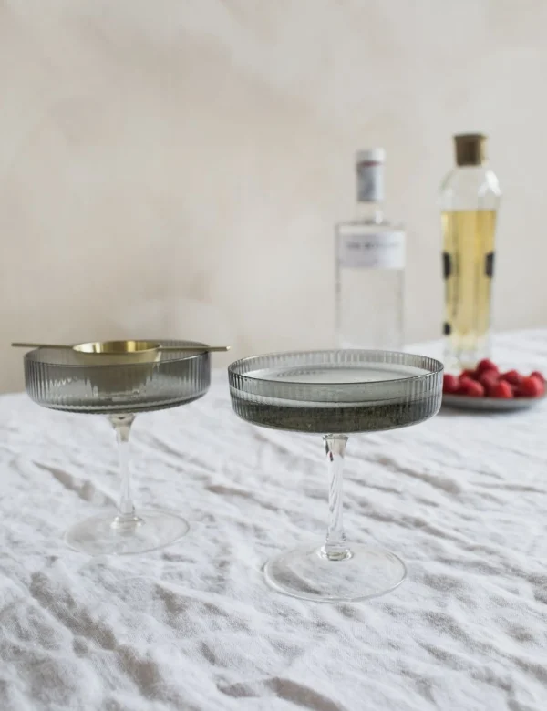 Fashion Ferm Living Ripple Champagne Saucer, Smoked, Set of 2