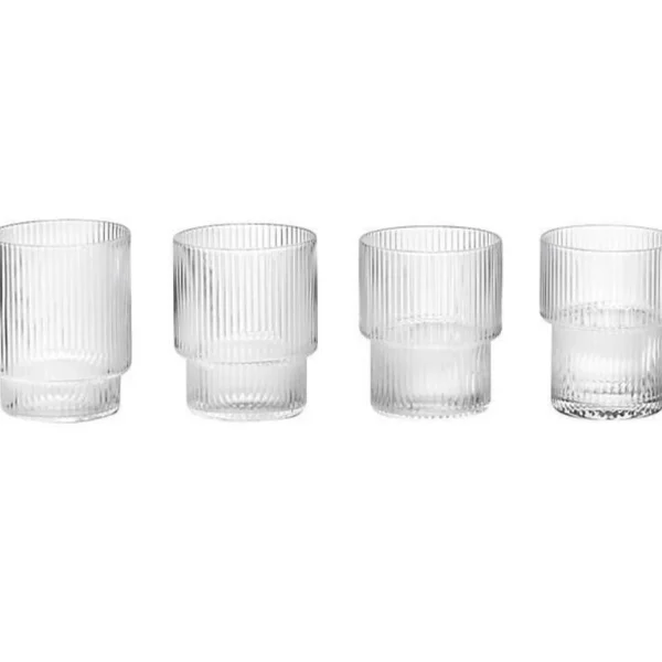 Sale Ferm Living Ripple Glass, 8.8cm, Clear (Set of 4)