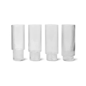 Outlet Ferm Living Ripple Glasses, Long, Clear, Set of 4