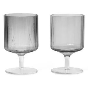 Discount Ferm Living Ripple Wine Glass, Smoked (Set of 2)