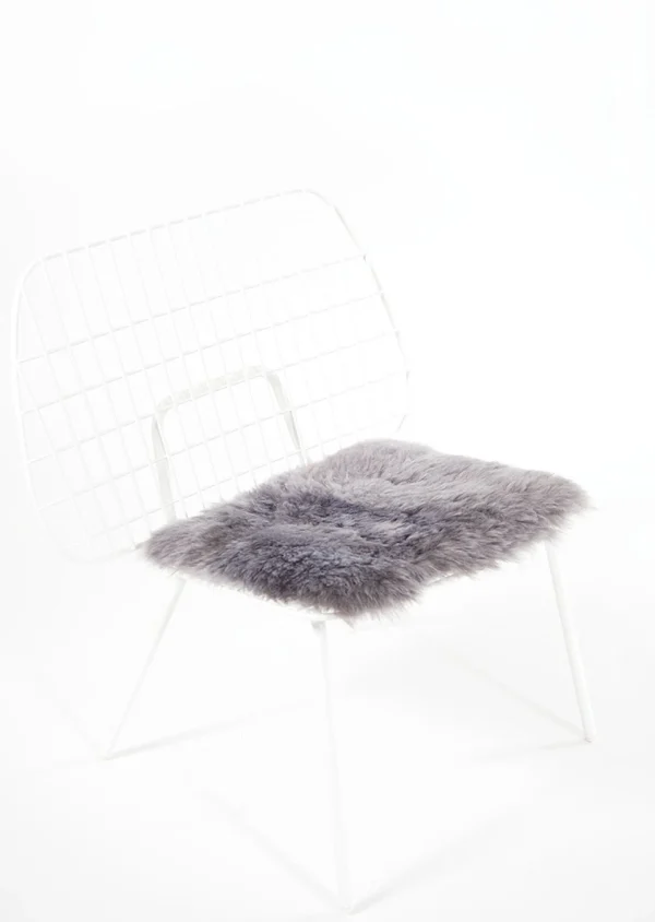 New Black Sheep White Light Shorn Silver Icelandic Sheepskin Chairpad