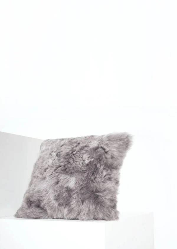 New Black Sheep White Light Shorn Silver Icelandic Sheepskin Pillow