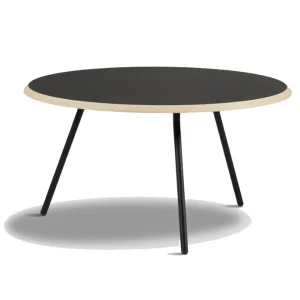 Cheap woud Soround Coffee Table, Black Top/Wood edge, 75cm W x 40cm H