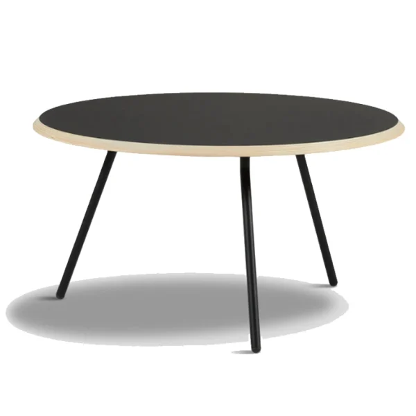 Cheap woud Soround Coffee Table, Black Top/Wood edge, 75cm W x 40cm H