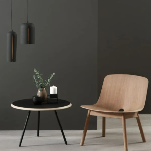 Cheap woud Soround Coffee Table, Black Top/Wood edge, 75cm W x 40cm H