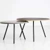 Cheap woud Soround Coffee Table, Black Top/Wood edge, 75cm W x 40cm H