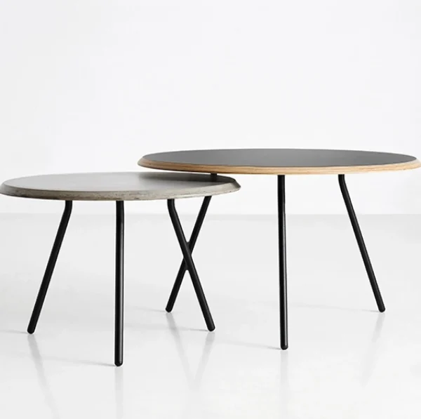 Cheap woud Soround Coffee Table, Black Top/Wood edge, 75cm W x 40cm H