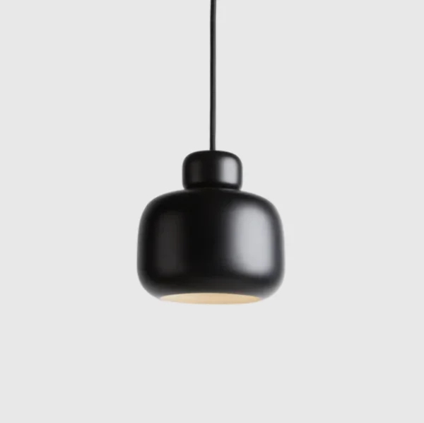 Cheap woud Stone Pendant (Small), Black Painted Metal