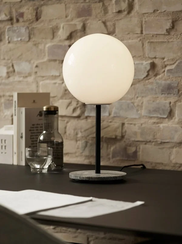 Store Audo TR Bulb Table Lamp High Dimmer, Grey Marble, Shiny Bulb