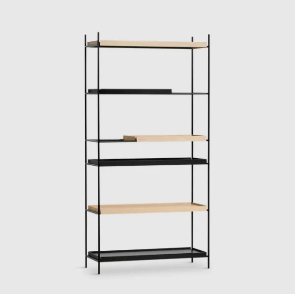 Fashion woud Tray Shelf (High),2 wide oak + 2 short and 2 wide black