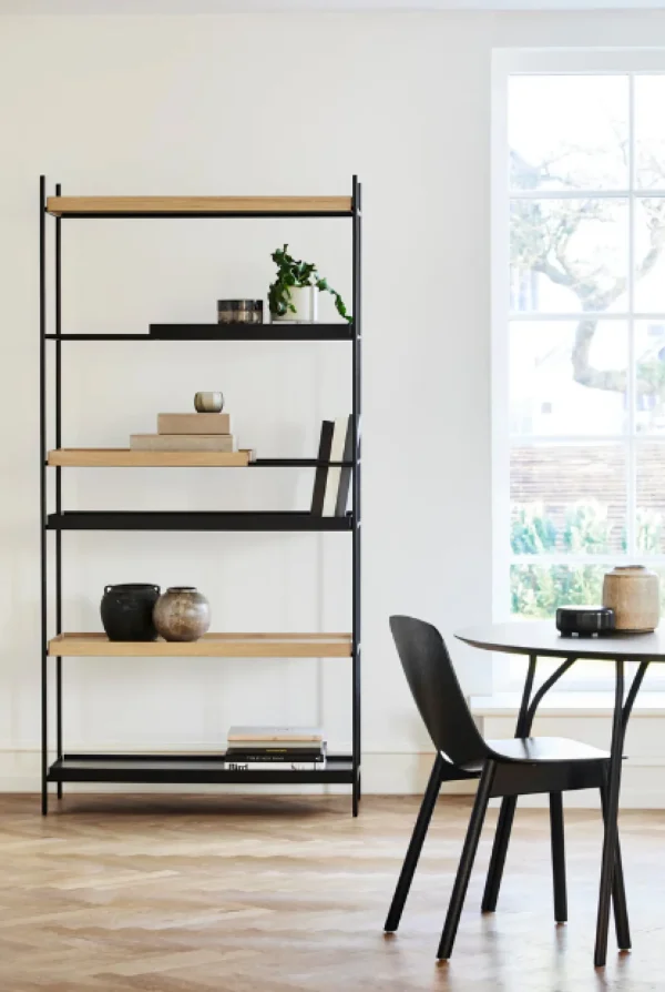 Fashion woud Tray Shelf (High),2 wide oak + 2 short and 2 wide black