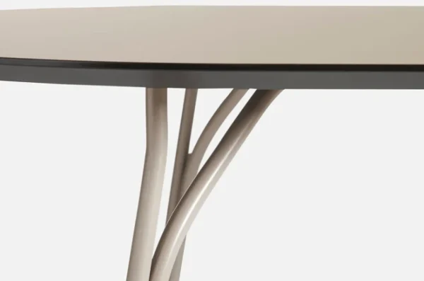 Outlet woud Tree Dining Table (120 cm), Beige Fenix Laminate Top and Beige Painted Metal Legs (Ø: 120 cm)
