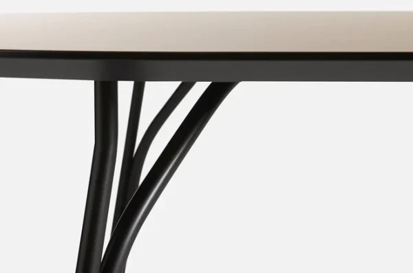 Cheap woud Tree Dining Table (120 cm), Beige Fenix Laminate Top and Black Painted Metal Legs (Ø: 120 cm)