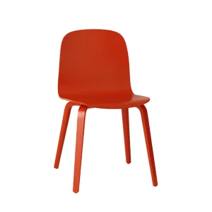 Hot Muuto Visu Chair, Wood Base, Red/Red